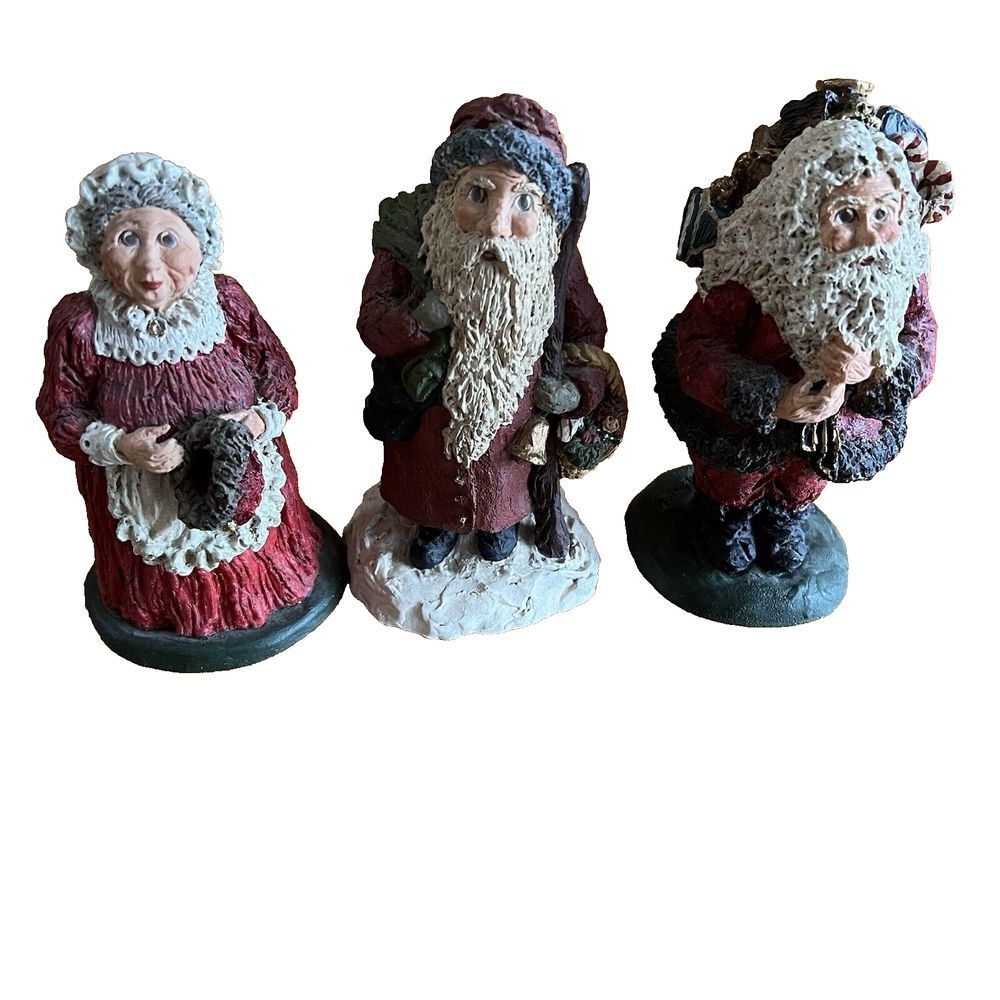 Lot‎ of 3 June McKenna Santa Figurines 1980's 6" Tall Vintage Mrs Clause